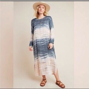 Anthropologie Dolan gray and Cream Long Sleeve Dress